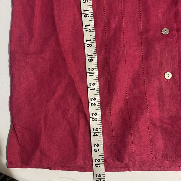 Talbots 100% Irish Linen Womens Sz 10 Button Up Shirt Pink Vacation Beach Resort - Picture 7 of 7